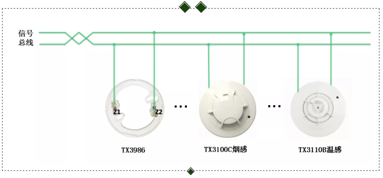 TX3100C點(diǎn)型光電感煙火災(zāi)探測器、TX3110B點(diǎn)型光電感溫火災(zāi)探測器接線圖